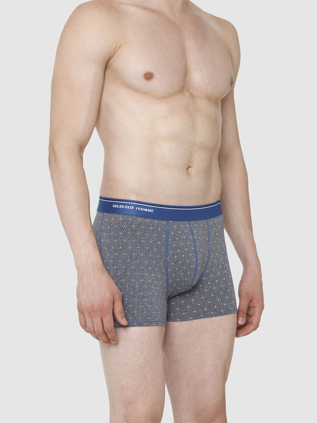 Grey Printed Trunks