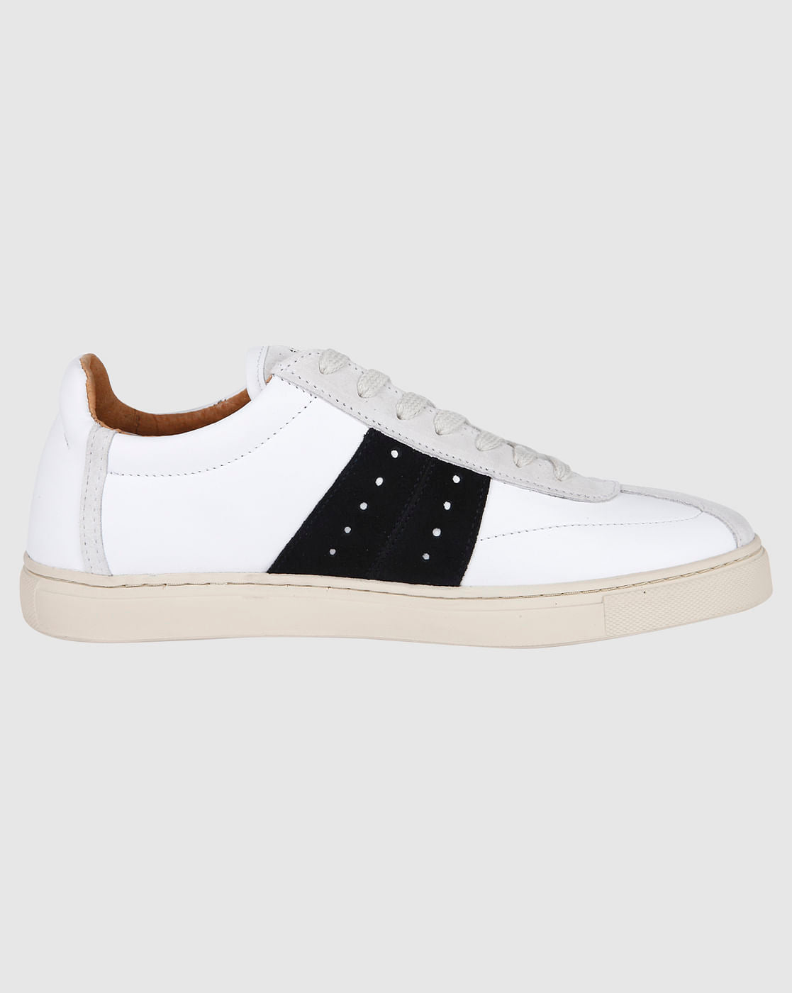 White Suede Patch Sneakers