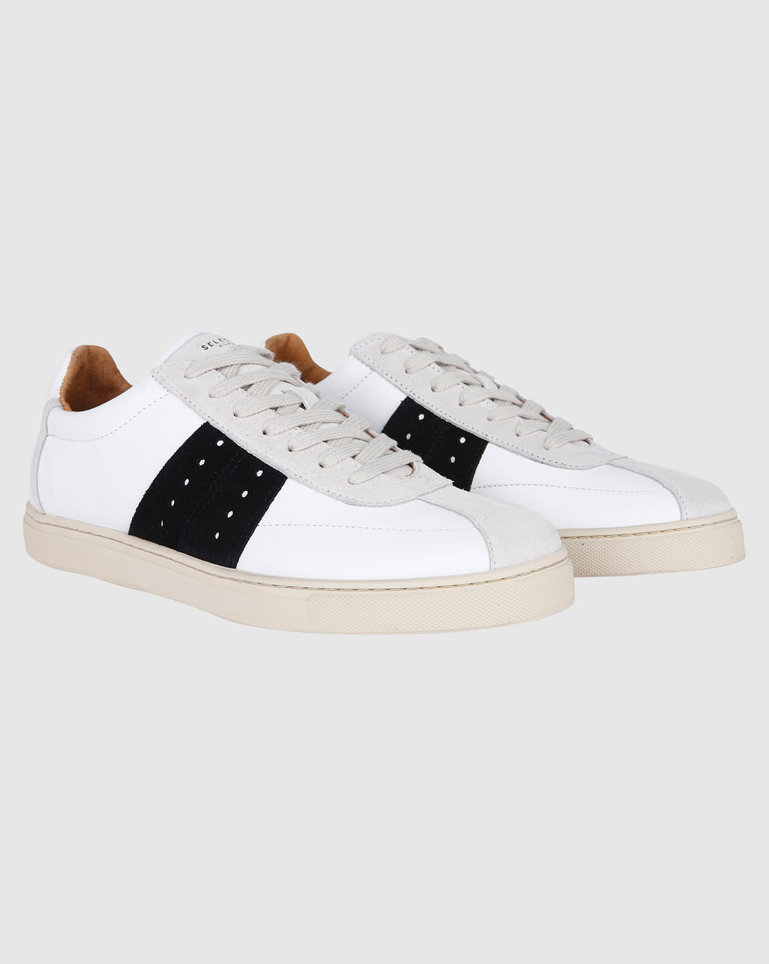 White Suede Patch Sneakers