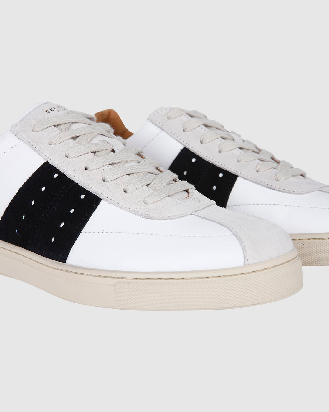 White Suede Patch Sneakers