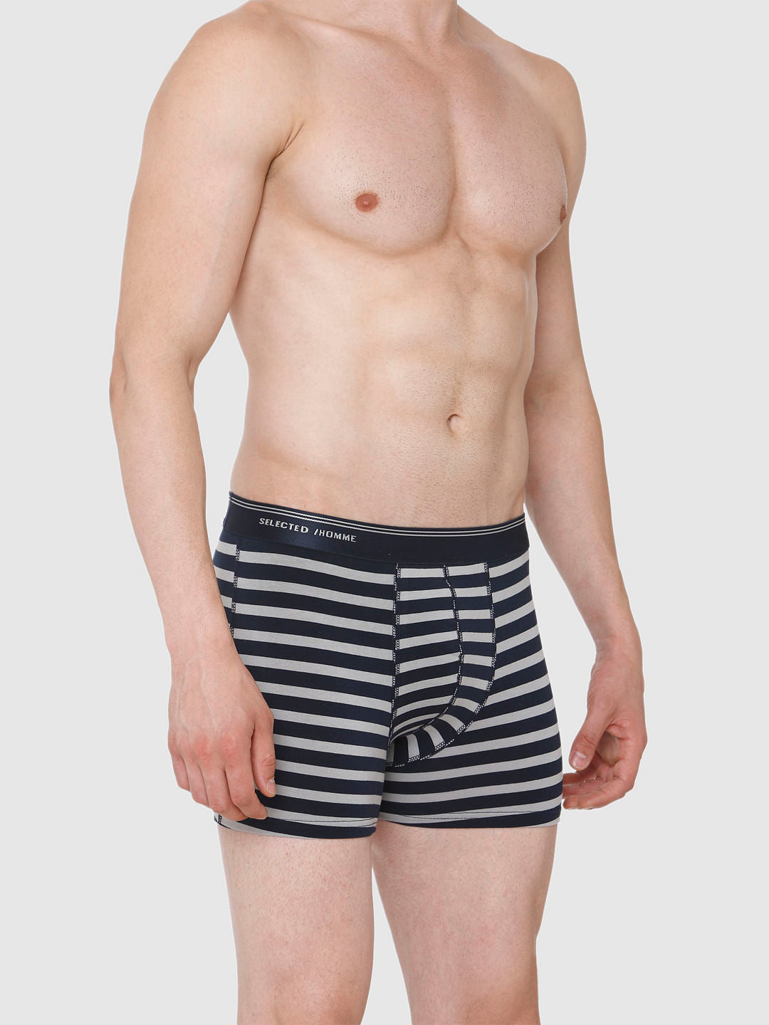 Navy Blue Striped Trunks
