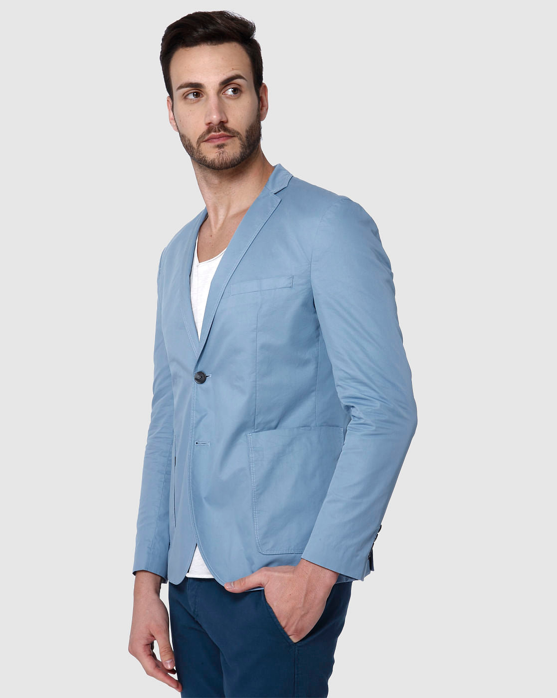 Light Blue Slim Fit Blazer