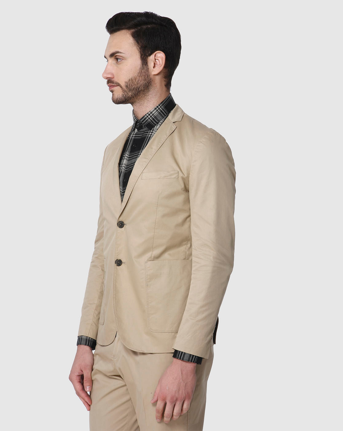 Beige Slim Fit Blazer