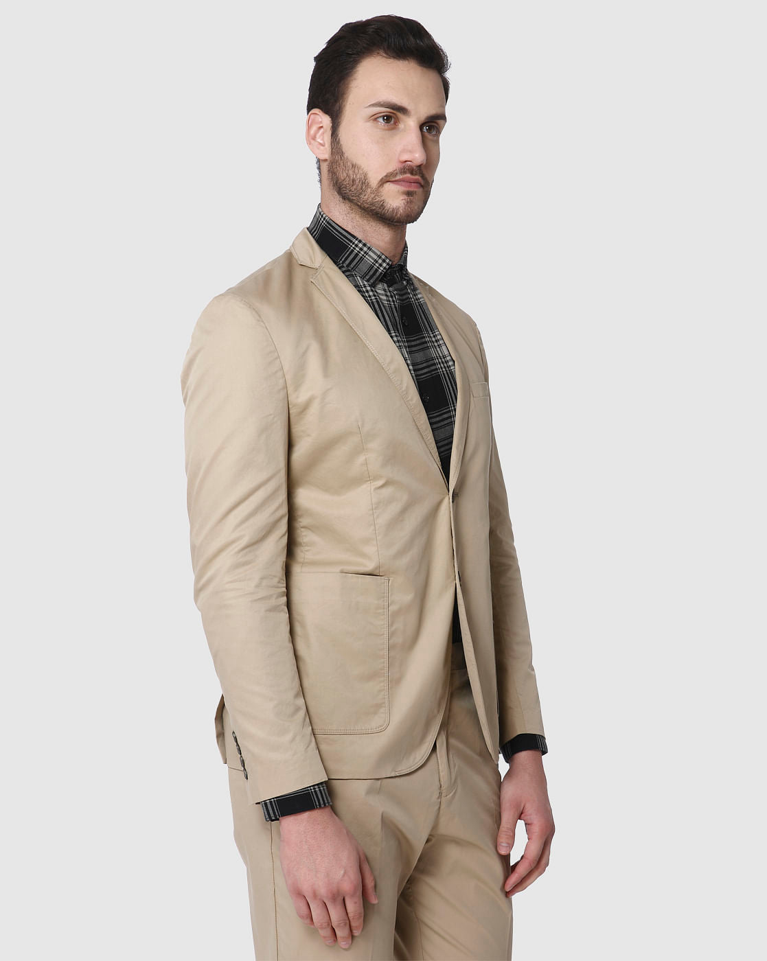 Beige Slim Fit Blazer