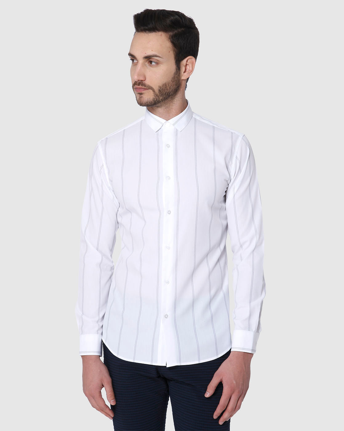 White Striped Formal Shirt