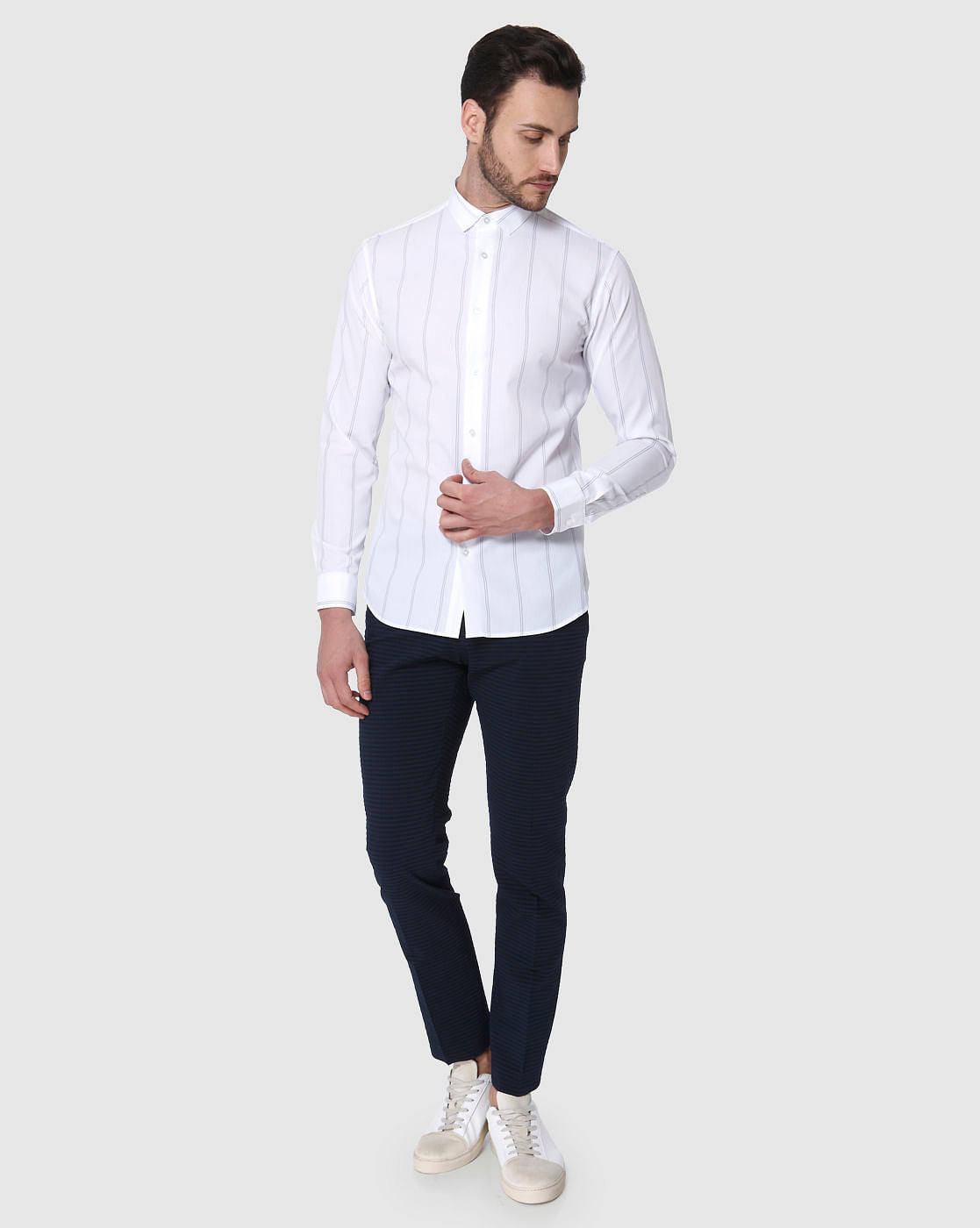 White Striped Formal Shirt