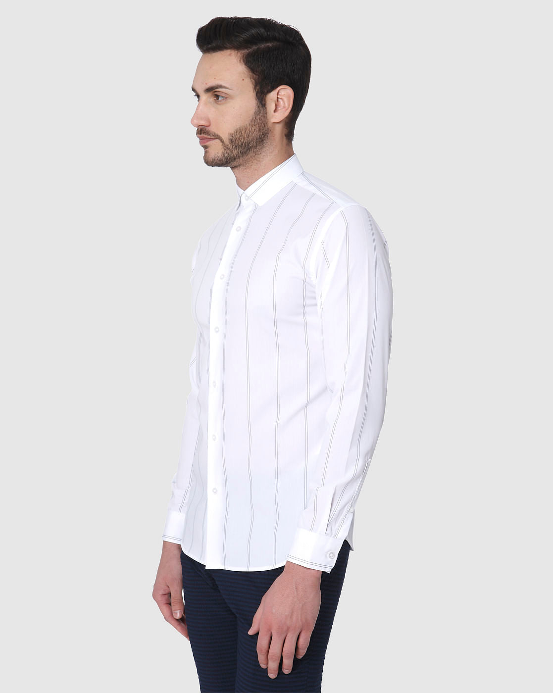 White Striped Formal Shirt