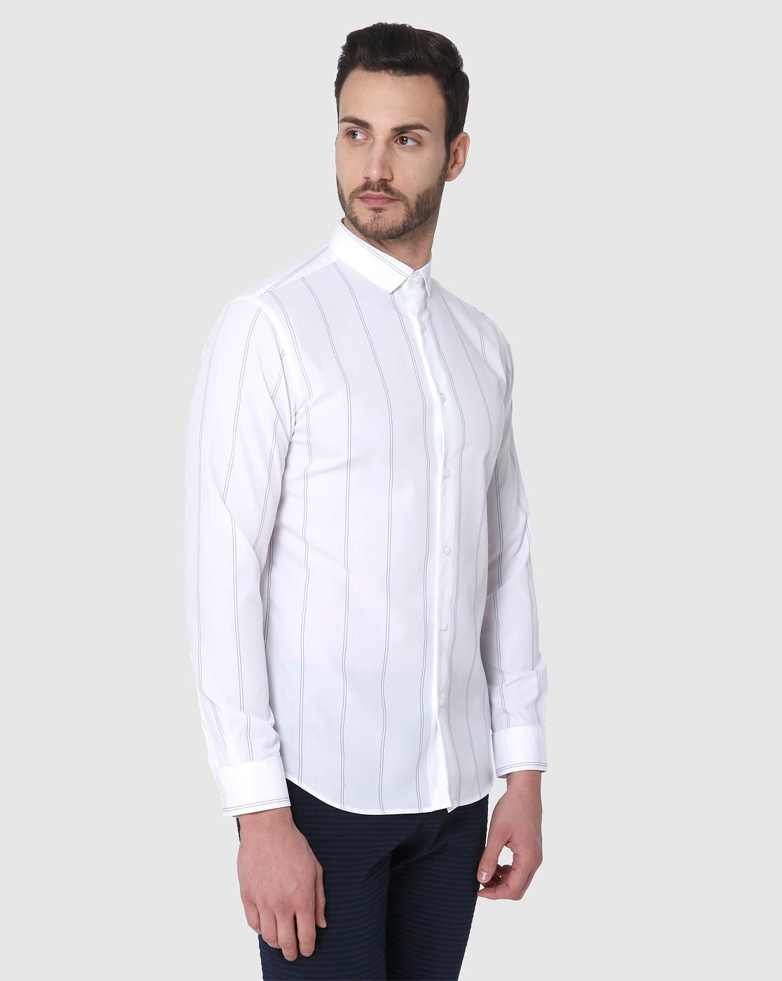 White Striped Formal Shirt