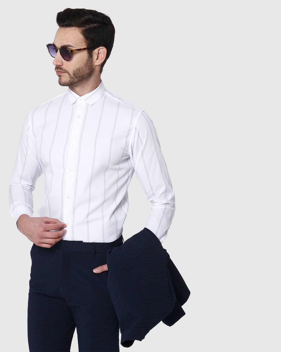 White Striped Formal Shirt