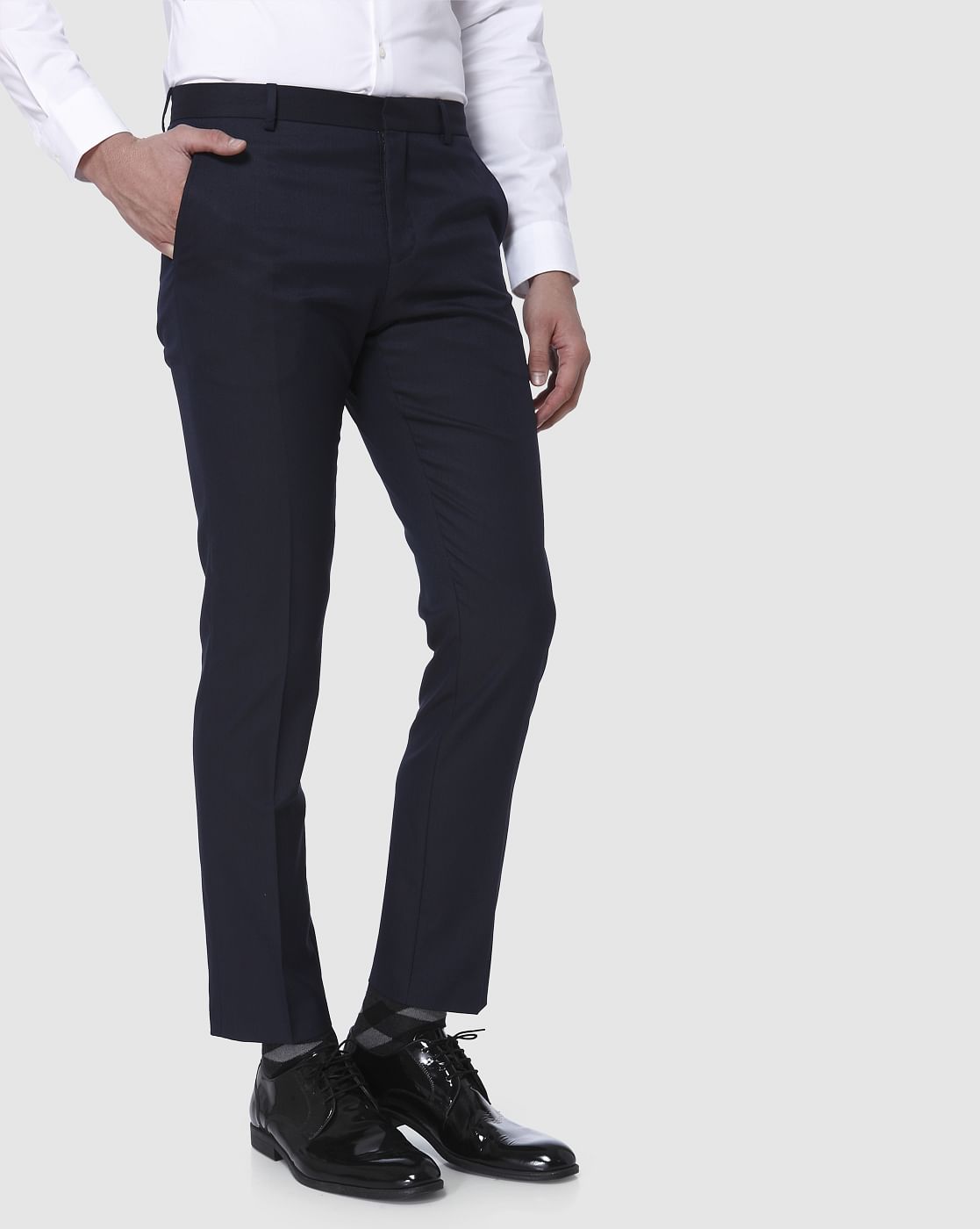Navy Blue Formal Slim Fit Trousers