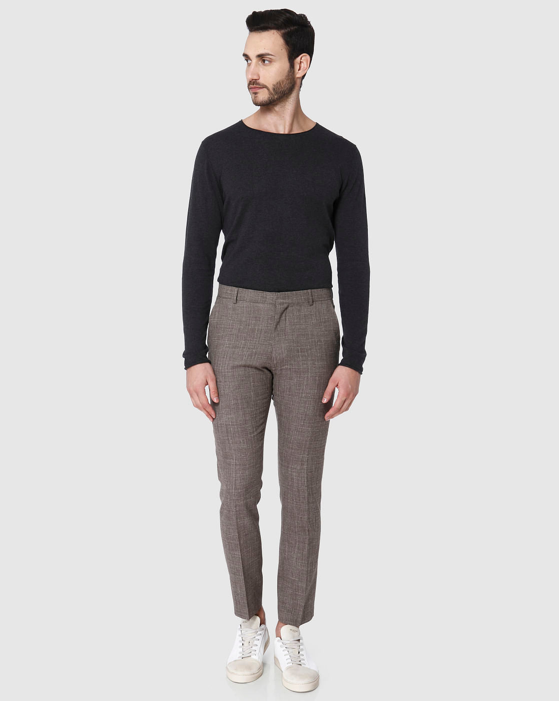 Brown Formal Slim Fit Trousers