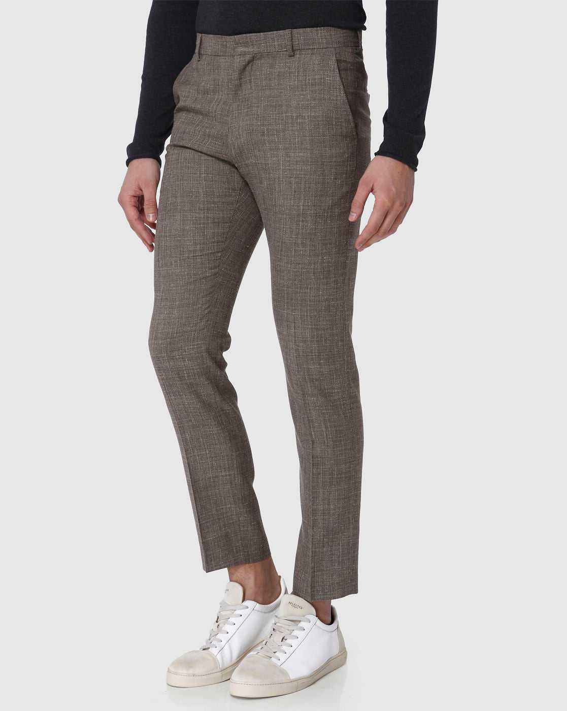 Brown Formal Slim Fit Trousers