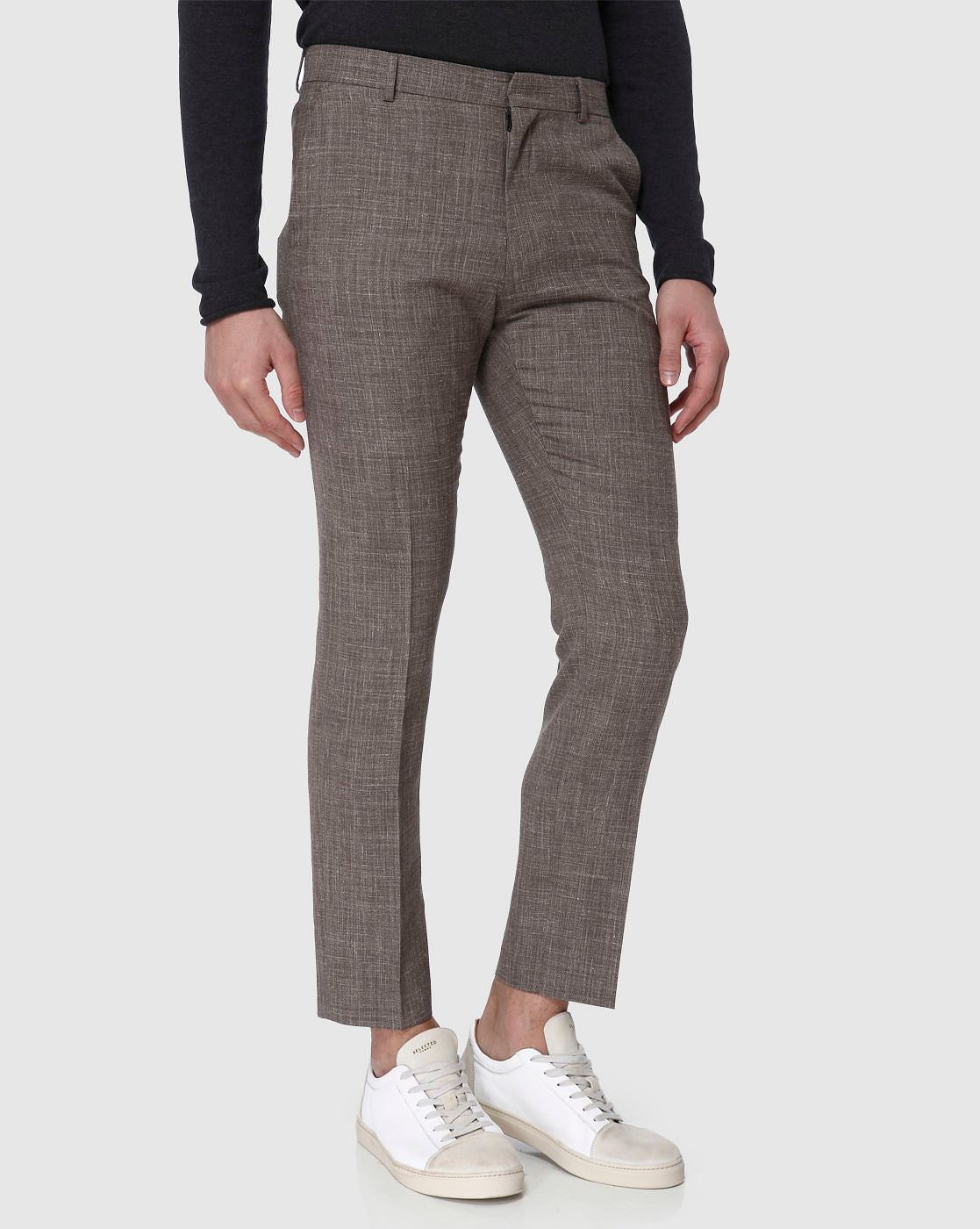 Brown Formal Slim Fit Trousers