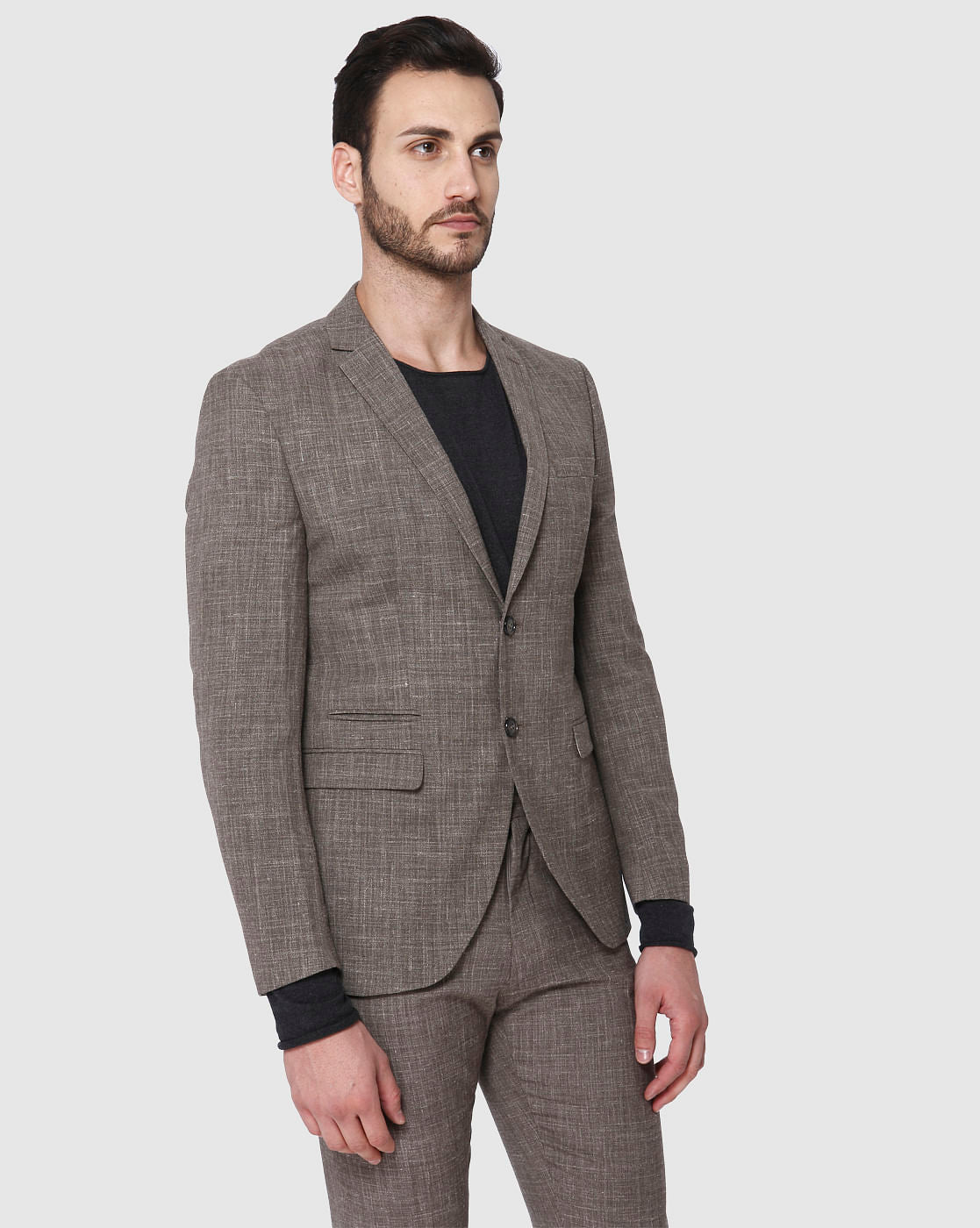Brown Formal Slim Fit Blazer