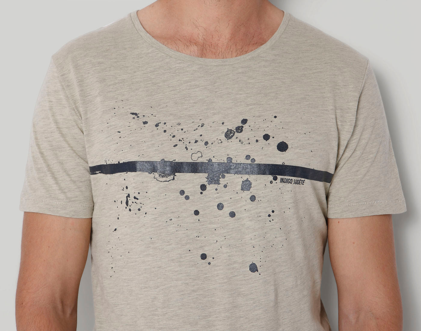 Beige Printed Crew Neck T-Shirt