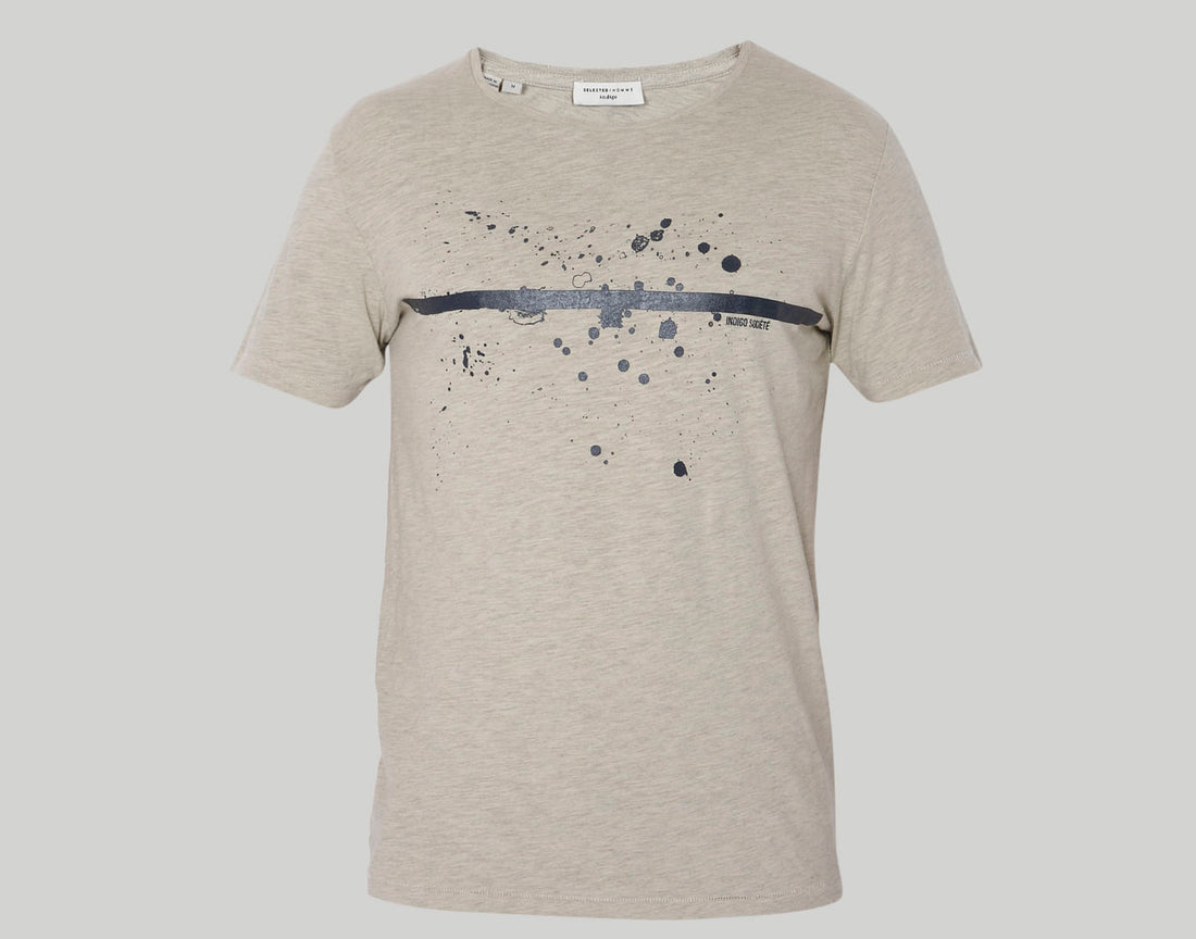 Beige Printed Crew Neck T-Shirt