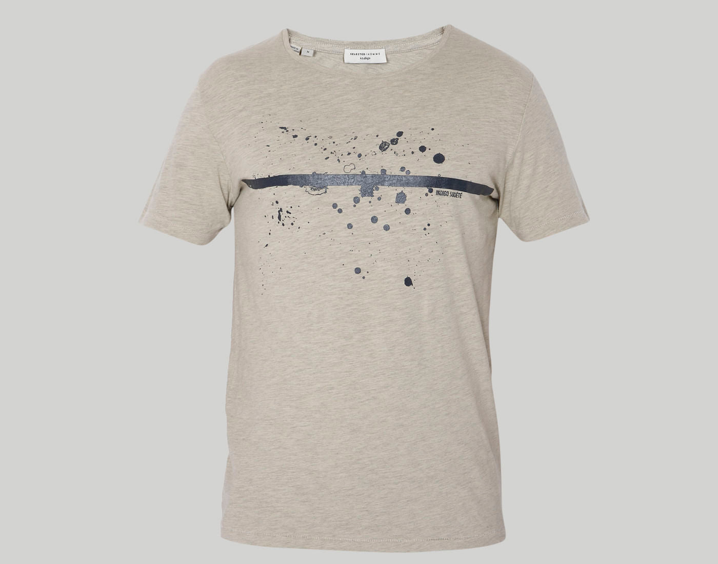 Beige Printed Crew Neck T-Shirt