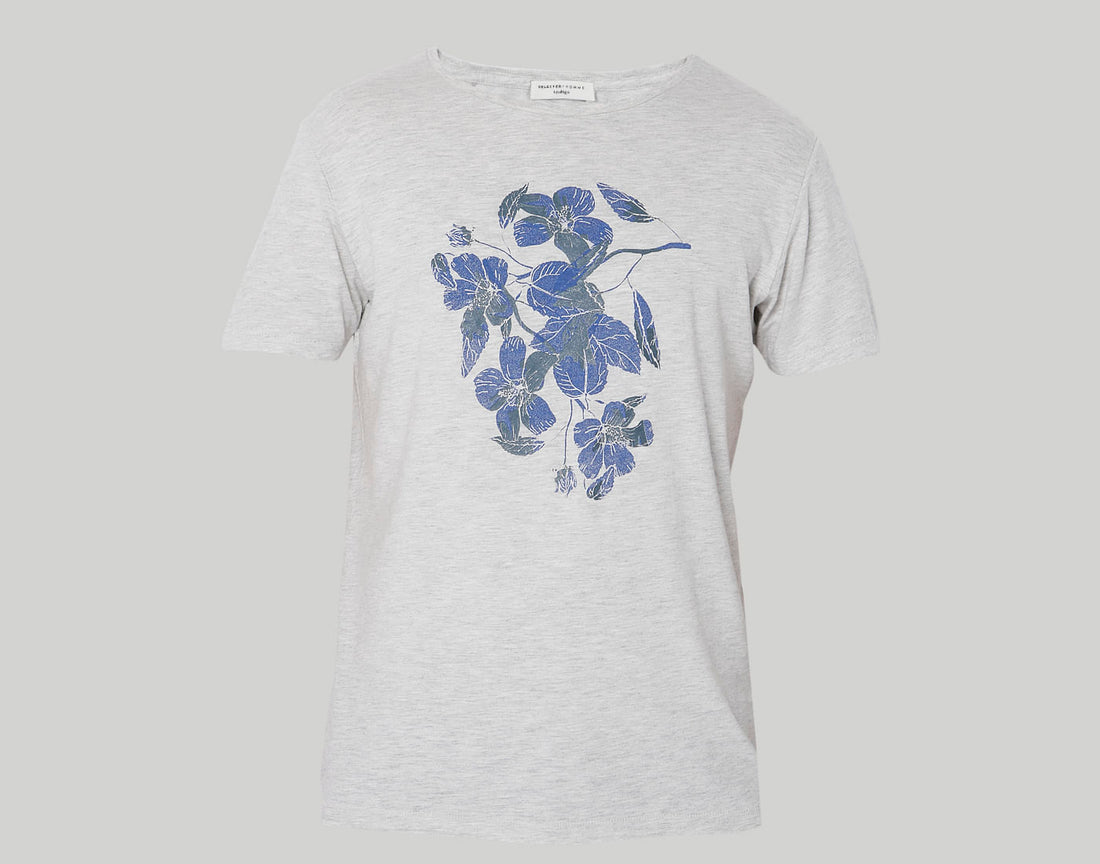 White Floral Print Crew Neck T-Shirt