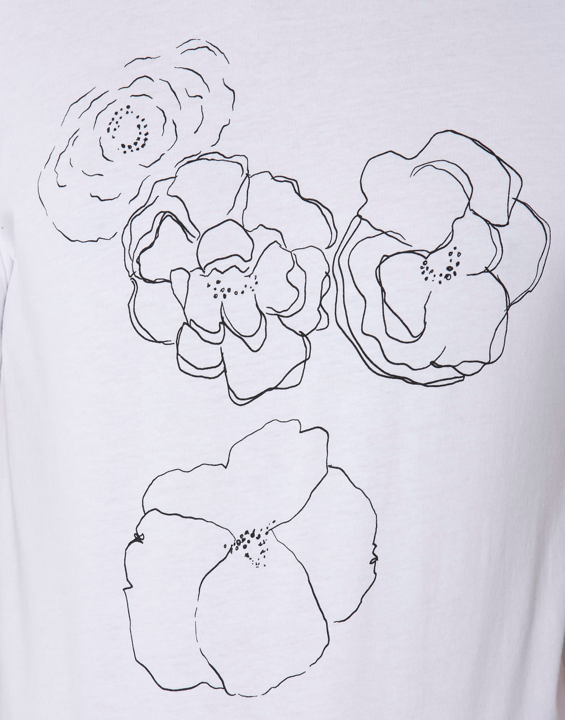 White Floral Print Crew Neck T-Shirt