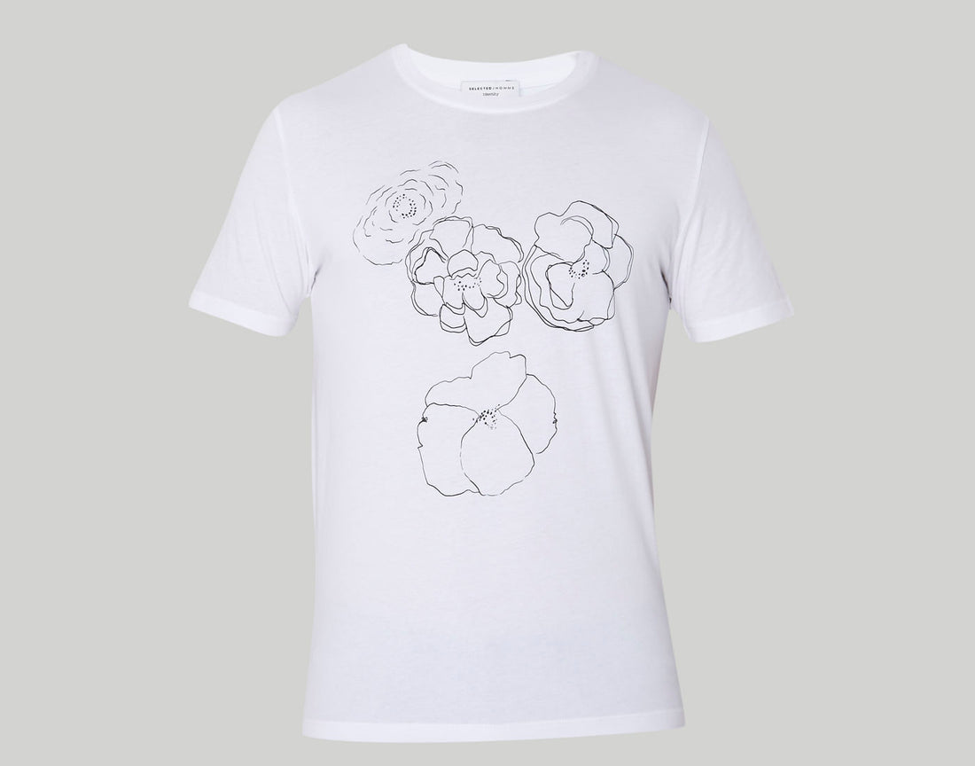 White Floral Print Crew Neck T-Shirt