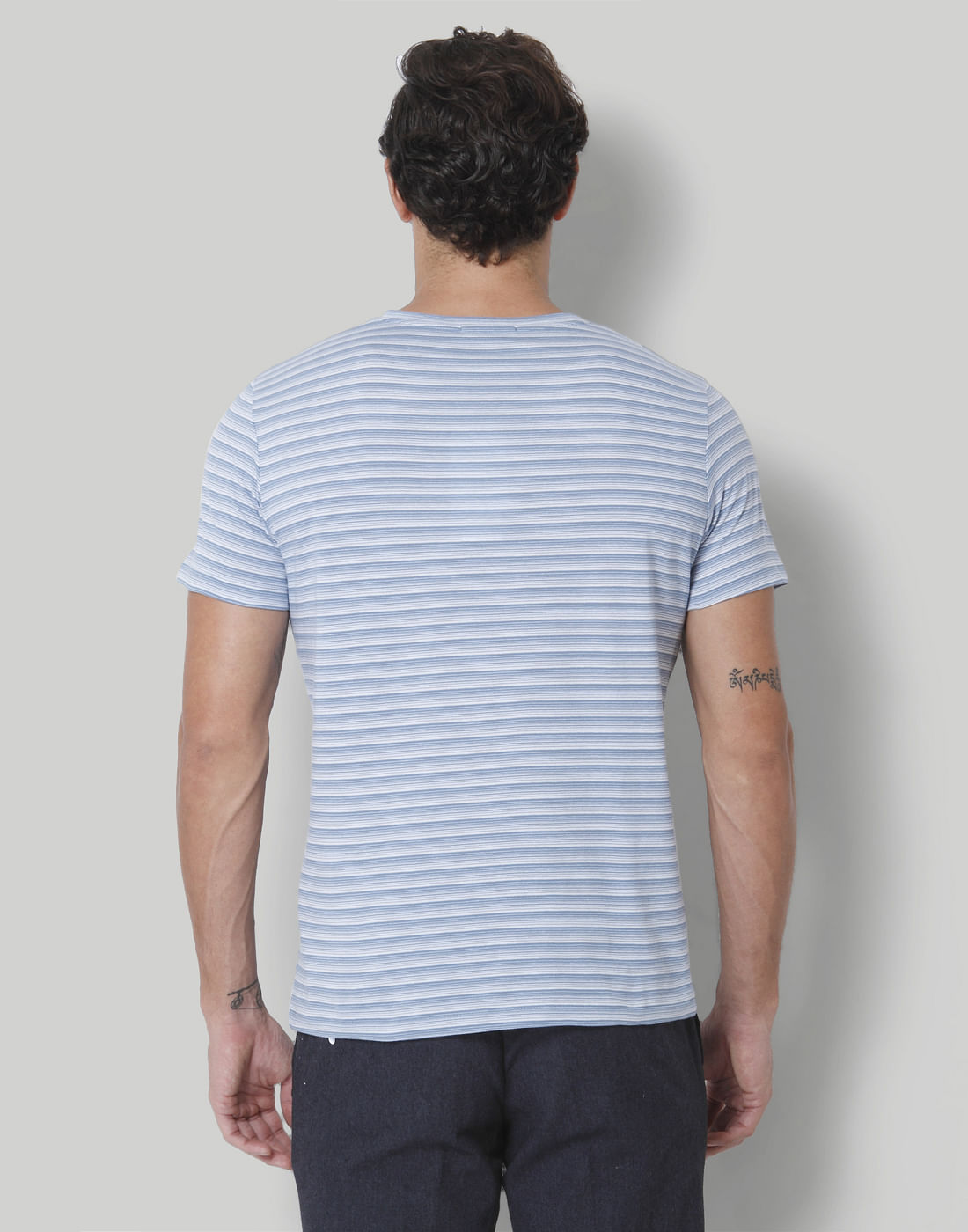 Blue Striped Crew Neck T-Shirt