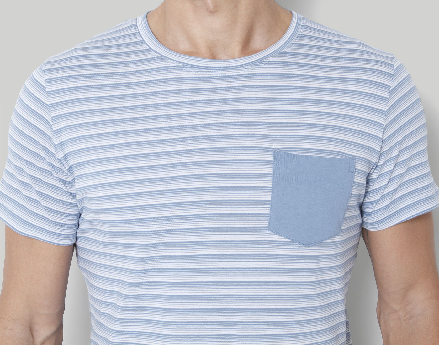 Blue Striped Crew Neck T-Shirt