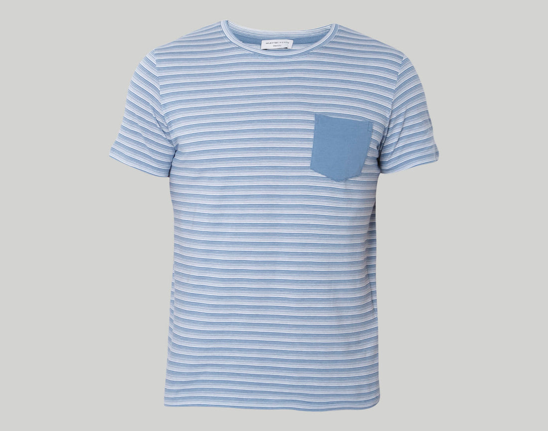 Blue Striped Crew Neck T-Shirt