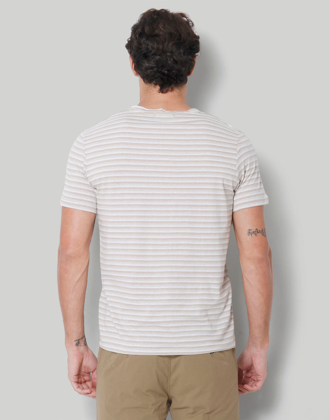 Brown Striped Crew Neck T-Shirt