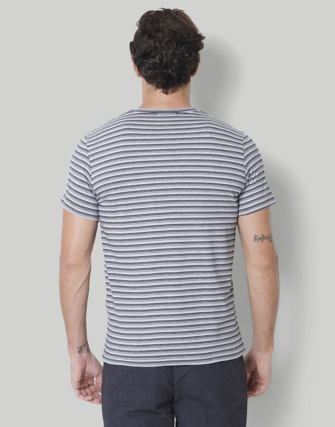 Blue Striped Crew Neck T-Shirt
