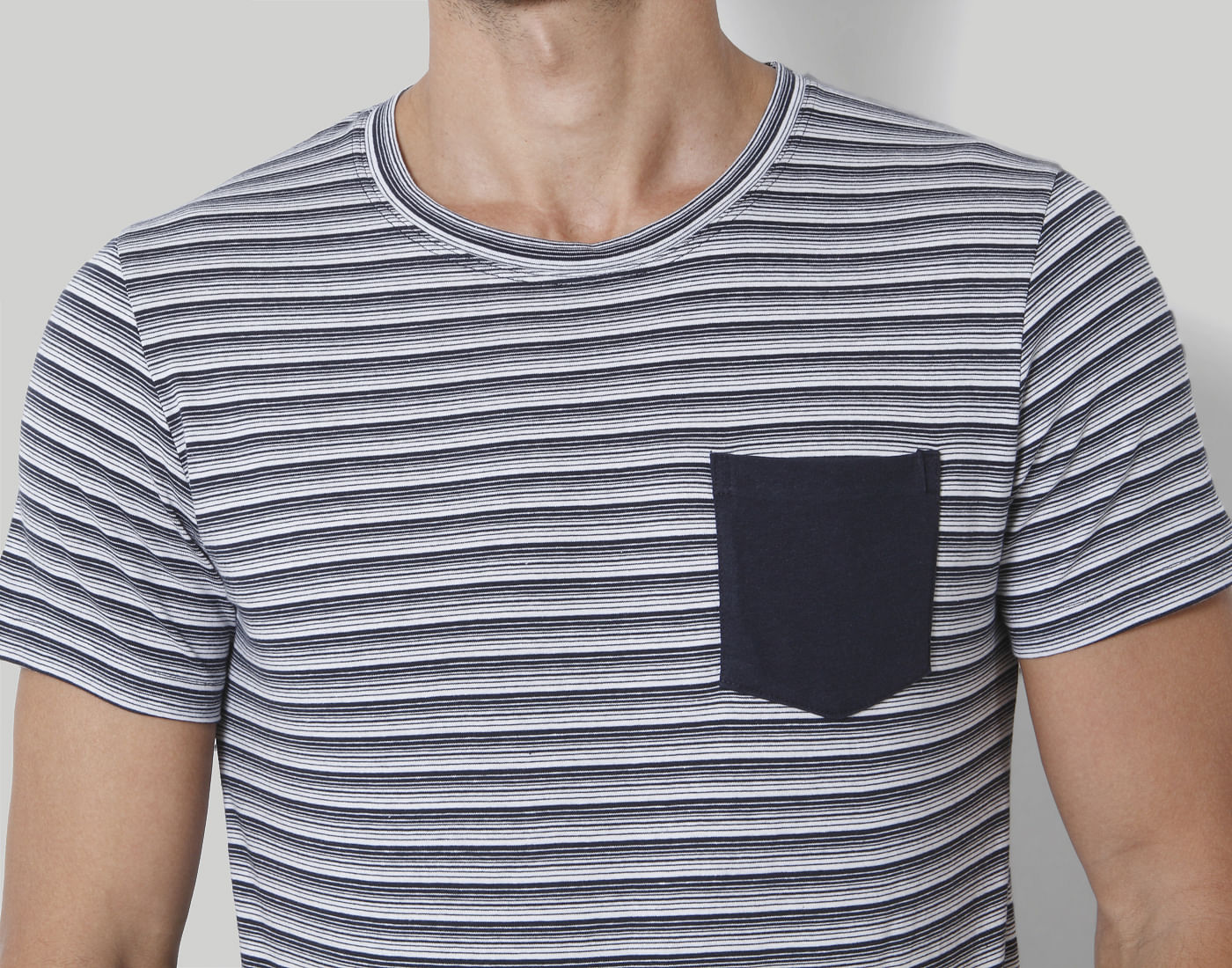 Blue Striped Crew Neck T-Shirt