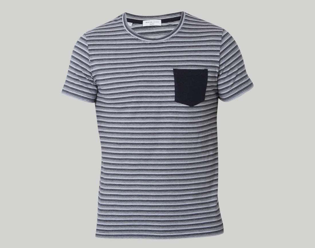 Blue Striped Crew Neck T-Shirt