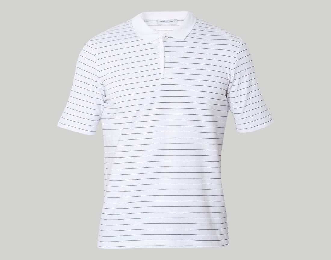 White Striped Polo Neck T-Shirt