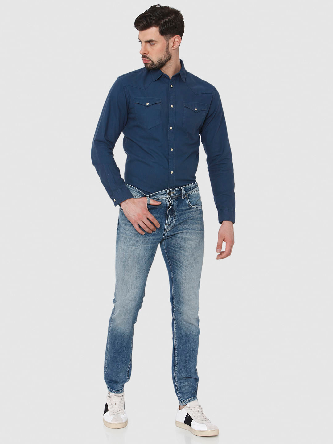 Blue Washed Leon Slim Fit Jeans
