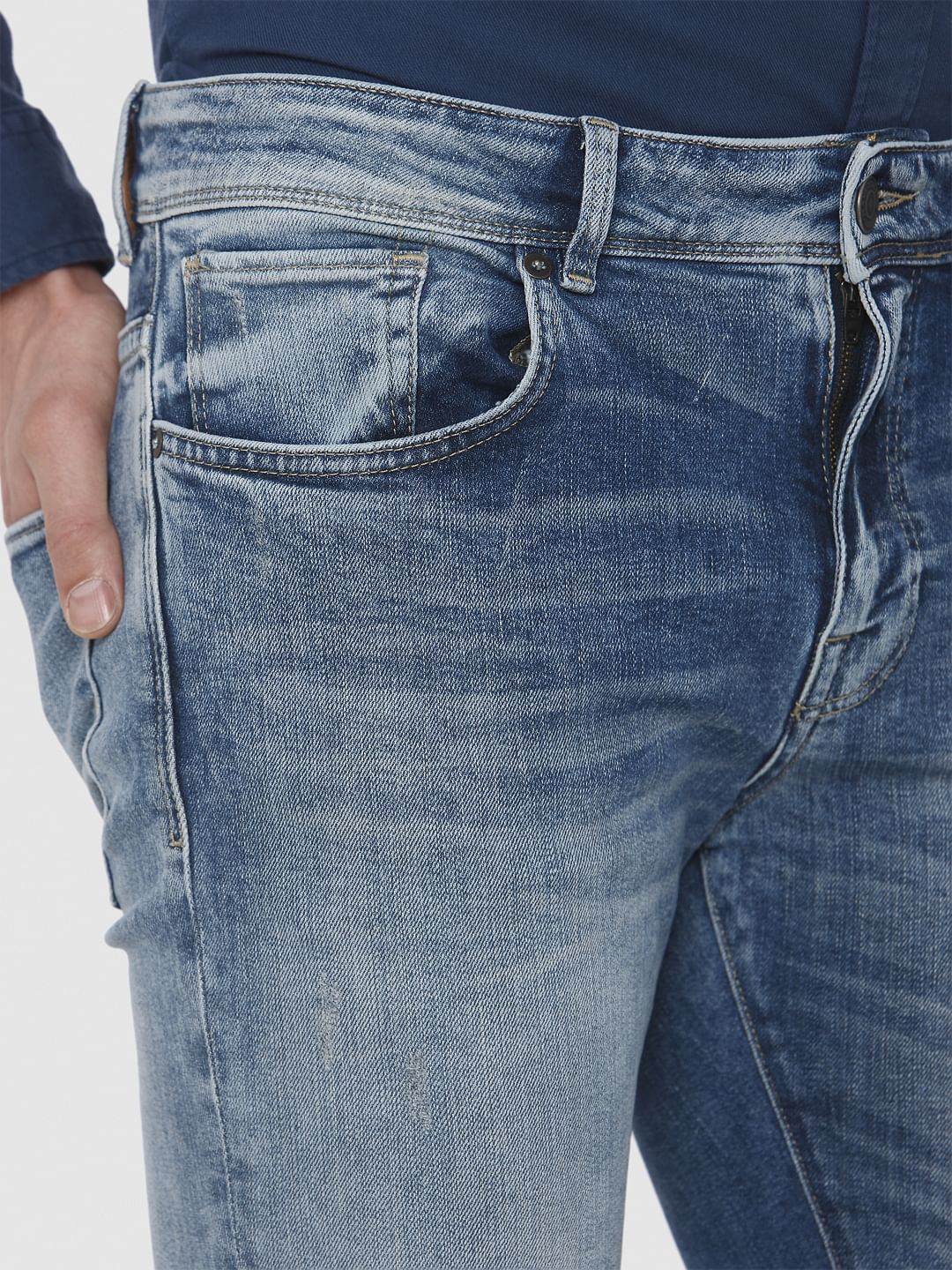 Blue Washed Leon Slim Fit Jeans