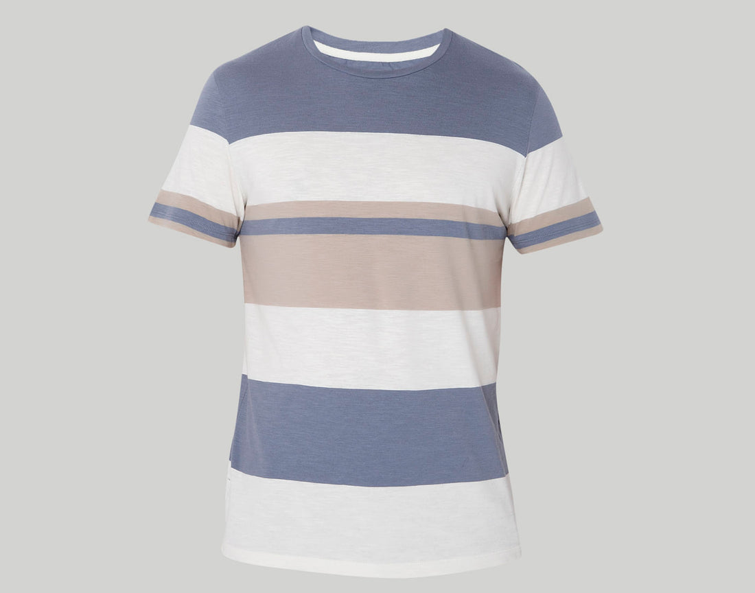 Blue Colourblocked Crew Neck T-Shirt