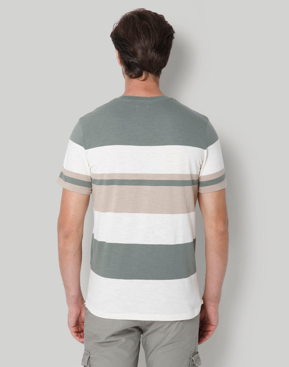 Green Colourblocked Crew Neck T-Shirt