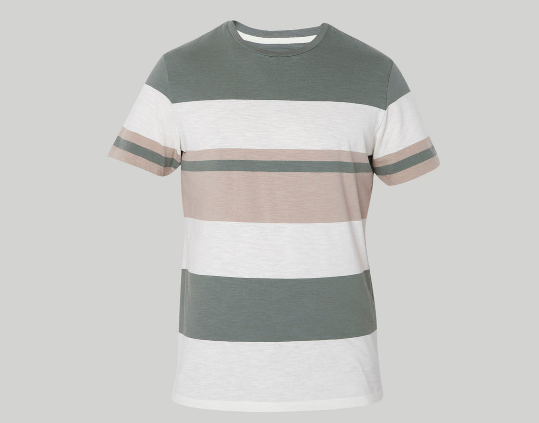Green Colourblocked Crew Neck T-Shirt