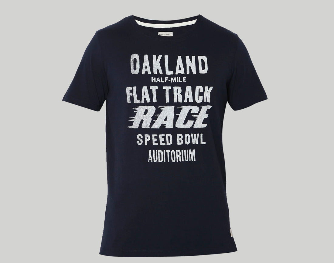 Blue Printed Crew Neck T-Shirt