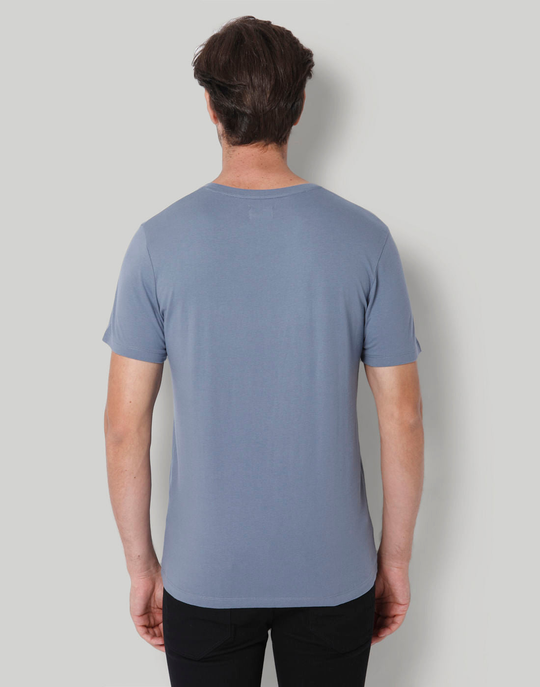 Blue Printed Crew Neck T-Shirt