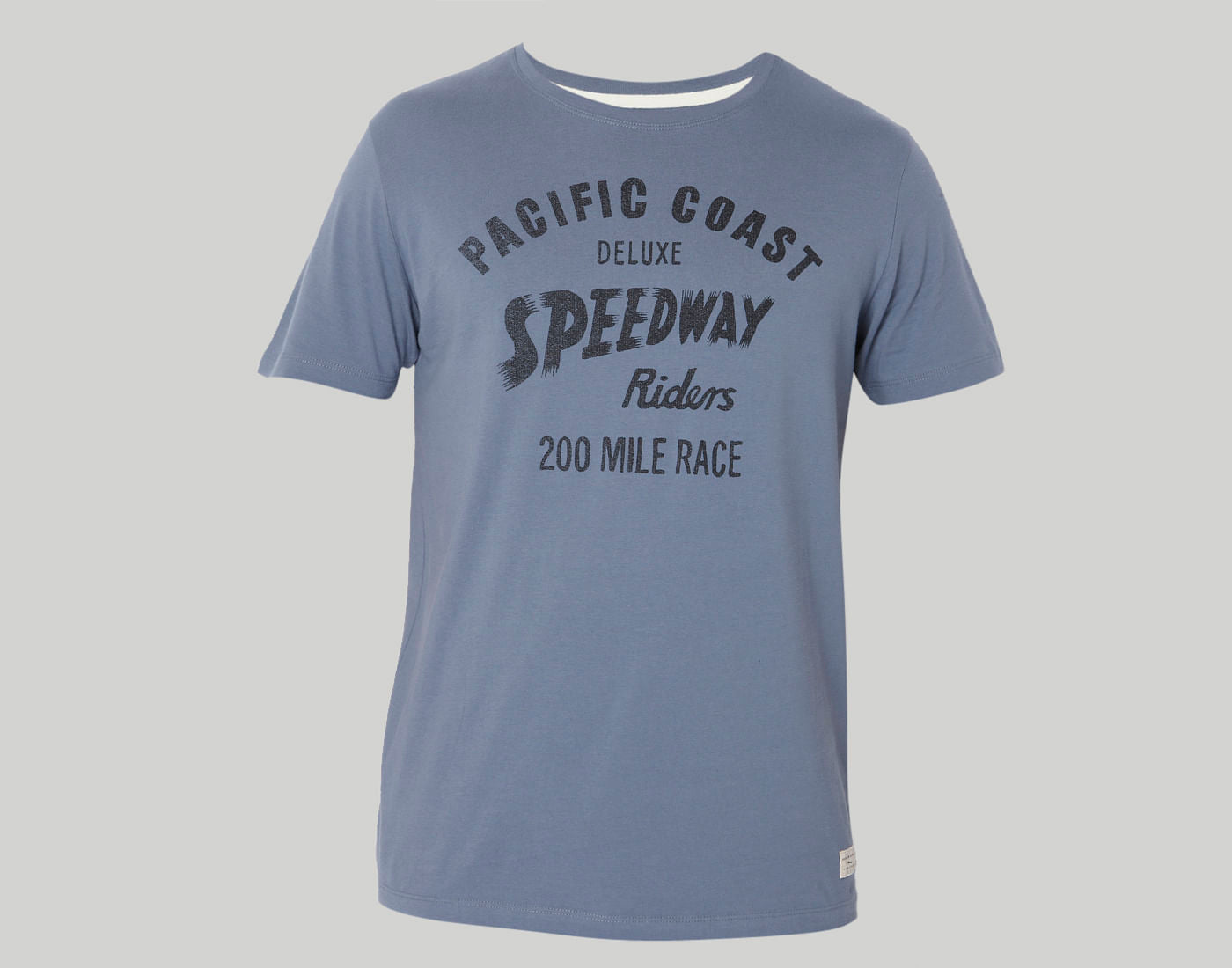 Blue Printed Crew Neck T-Shirt