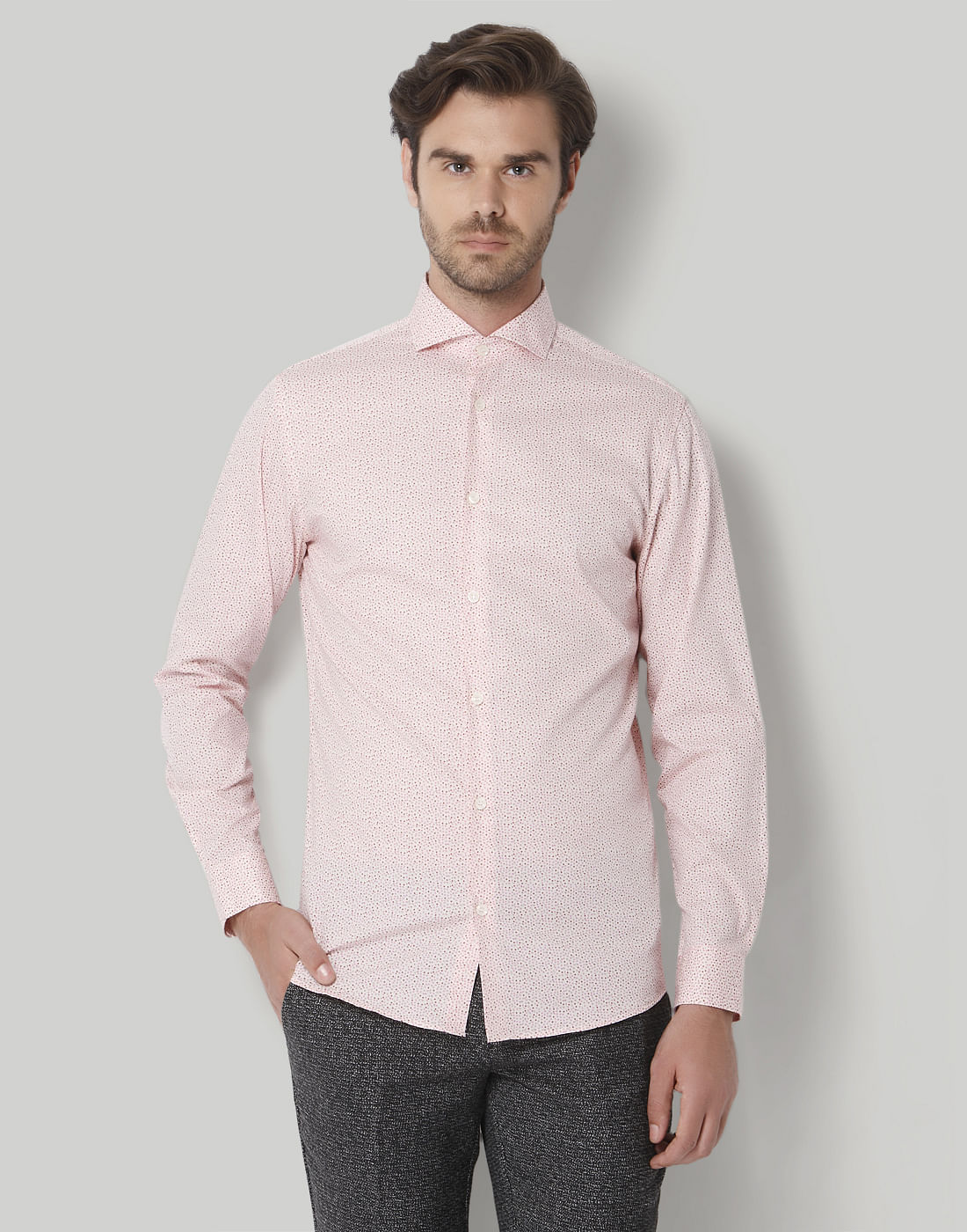 Pink Printed Full Sleeves Shirt