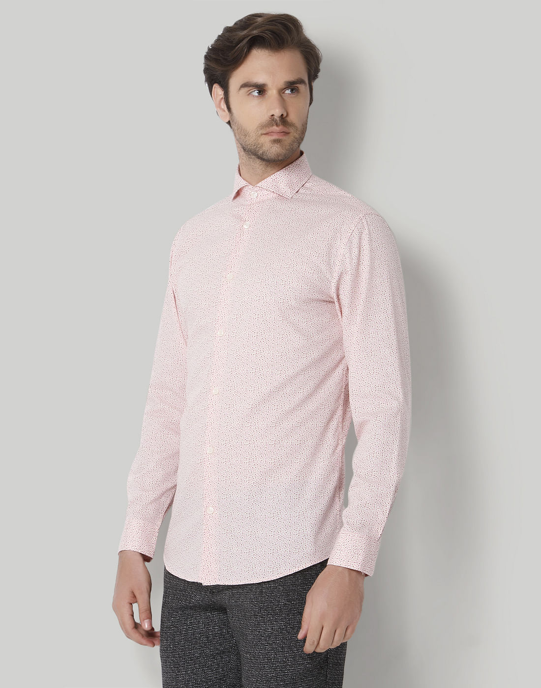 Pink Printed Full Sleeves Shirt
