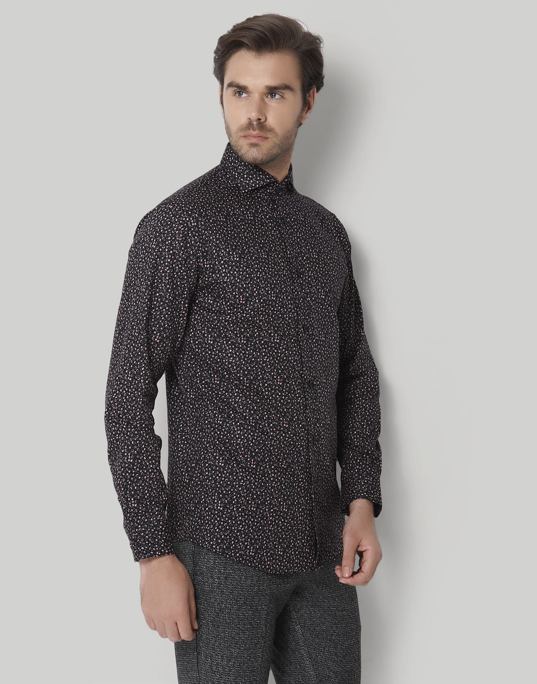 Black Printed Full Sleeves Shirt