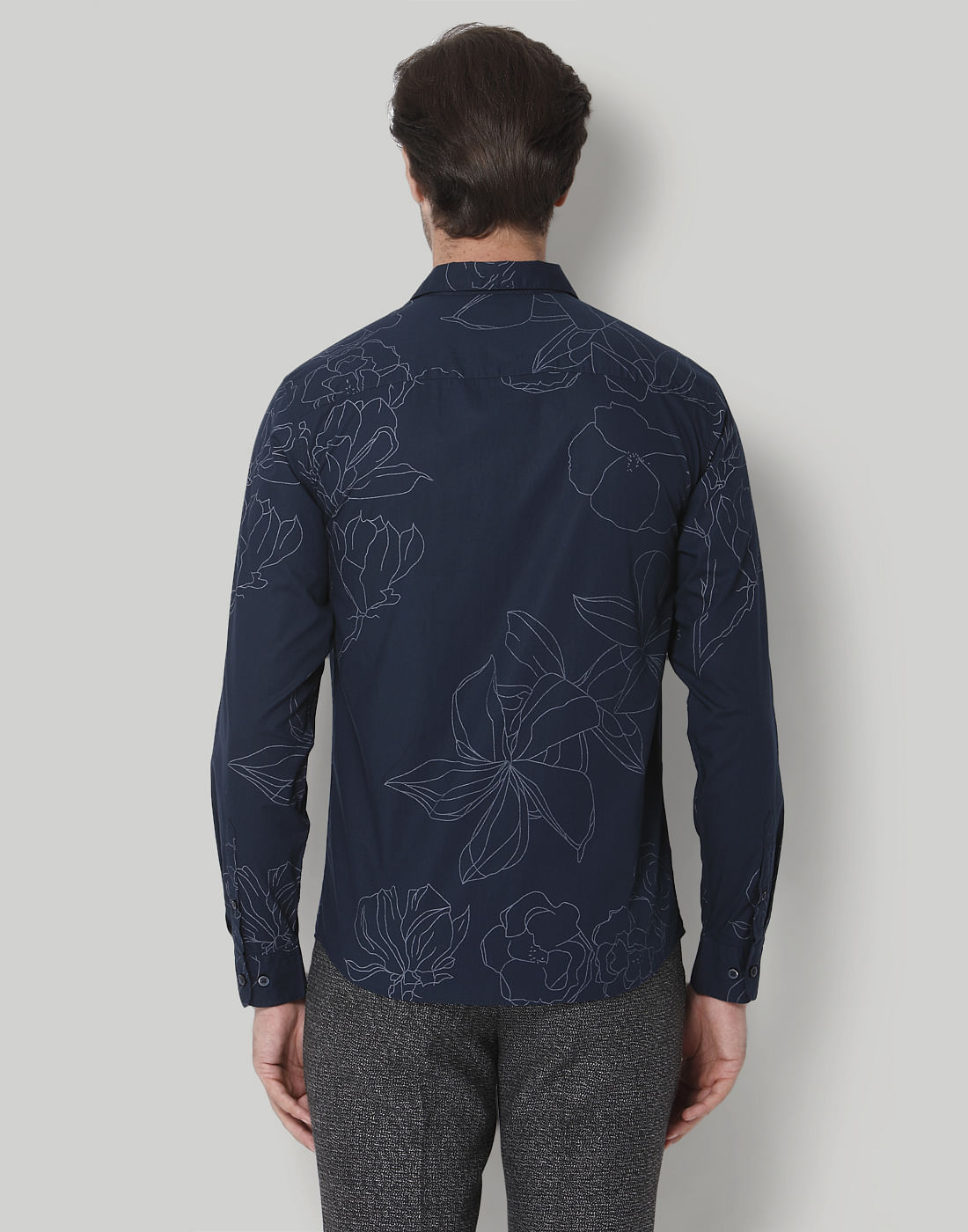 Blue Floral Print Full Sleeves Shirt
