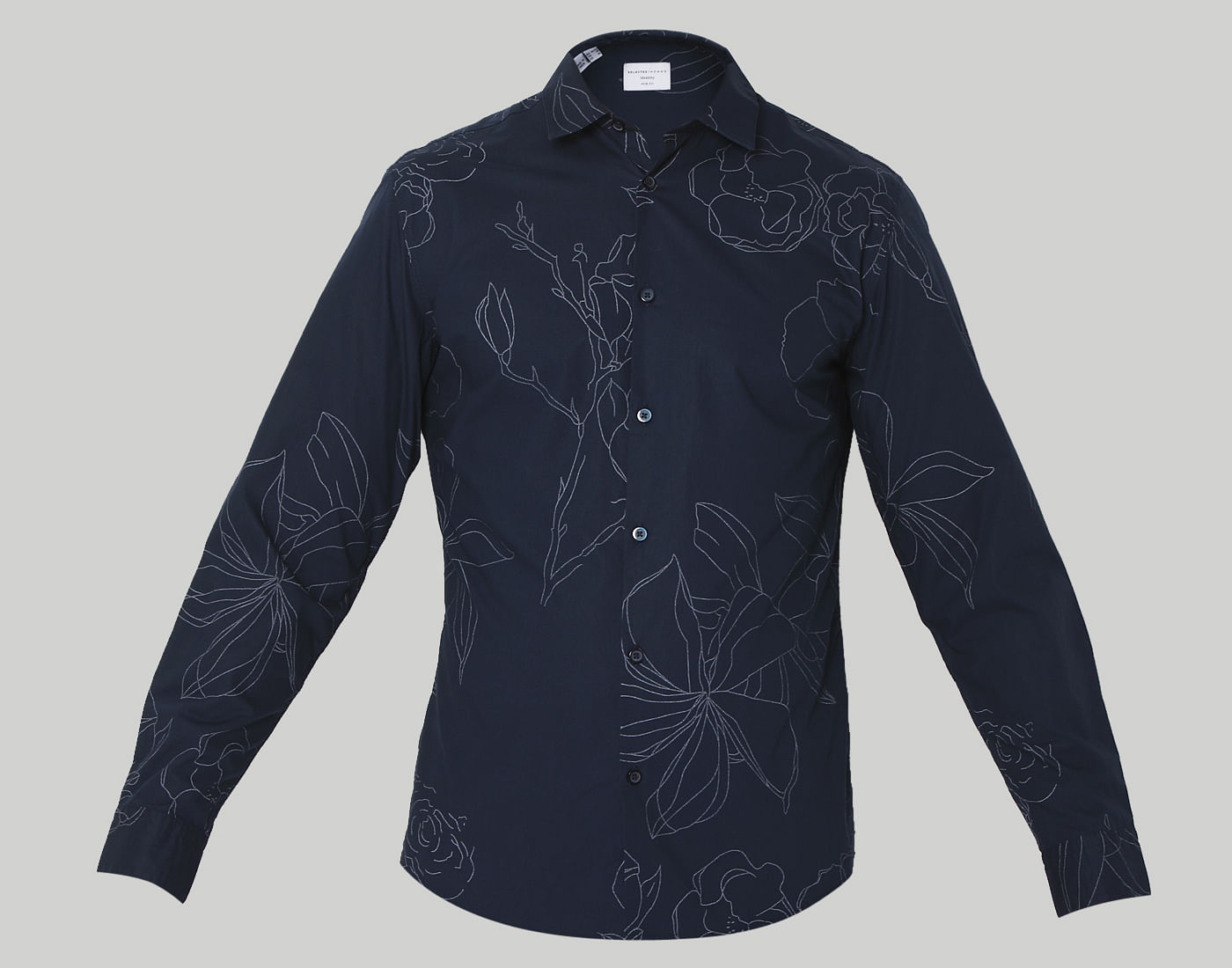 Blue Floral Print Full Sleeves Shirt