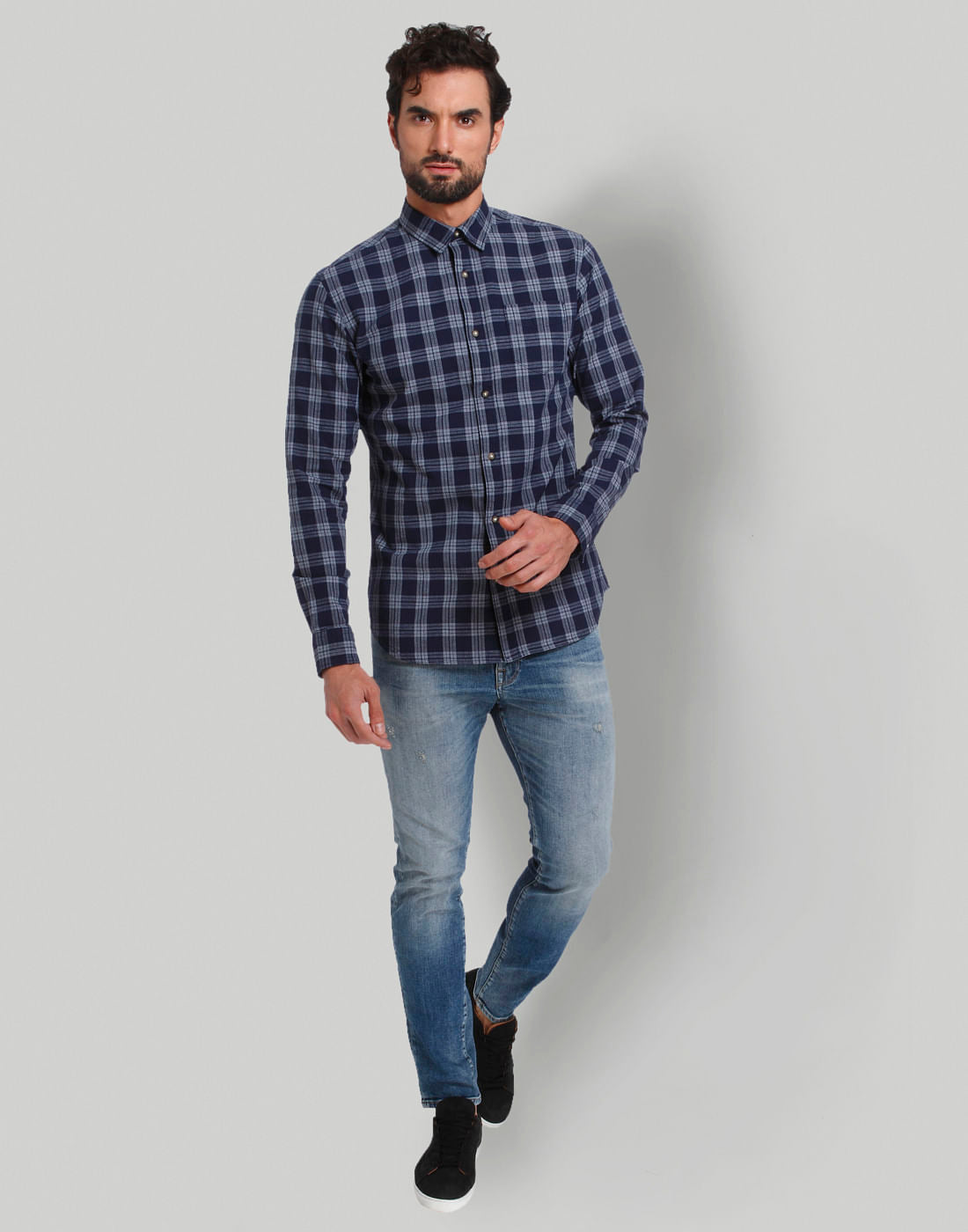 Blue Check Full Sleeves Shirt