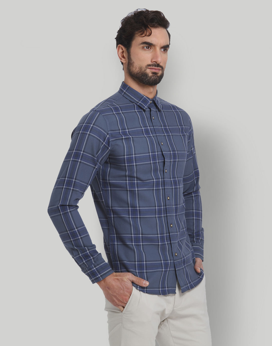 Blue Check Full Sleeves Shirt