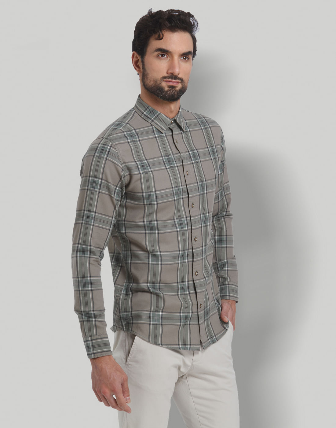 Green Check Full Sleeves Shirt