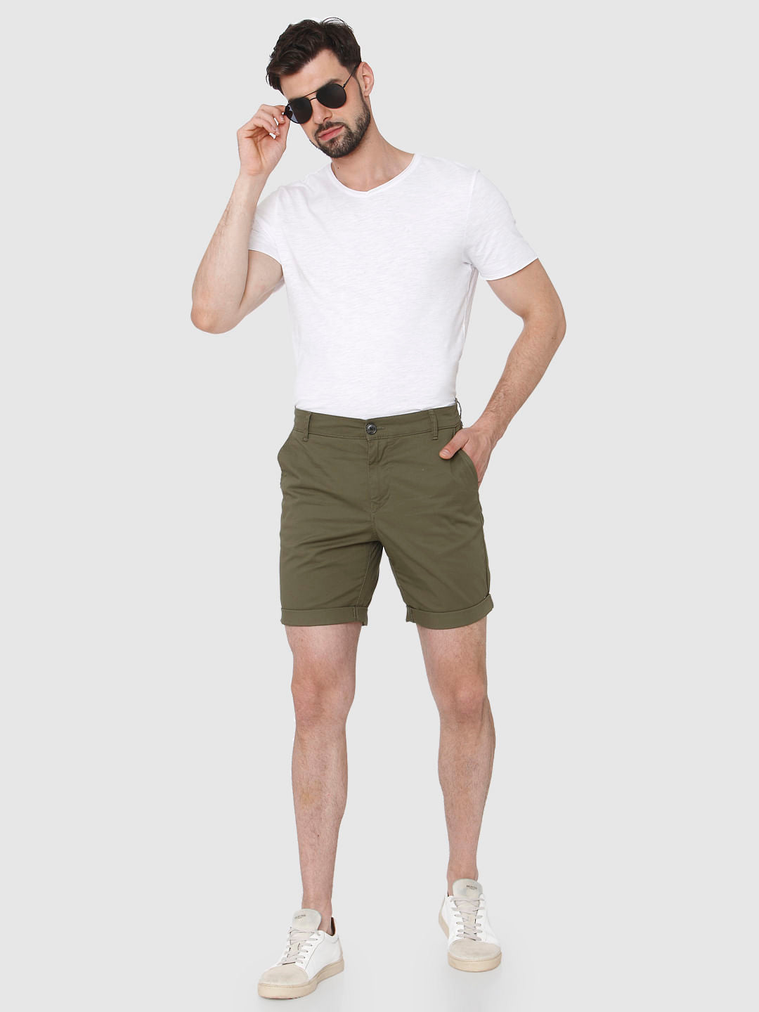 Olive Green Chino Shorts