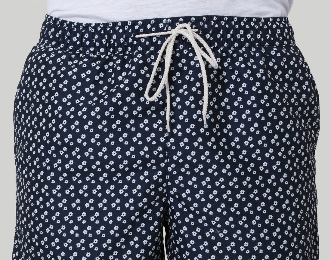 Dark Blue Printed Swimshorts